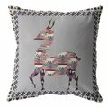Palacedesigns 20 in. Boho Deer Indoor & Outdoor Throw Pillow Purple & Cream PA3093769